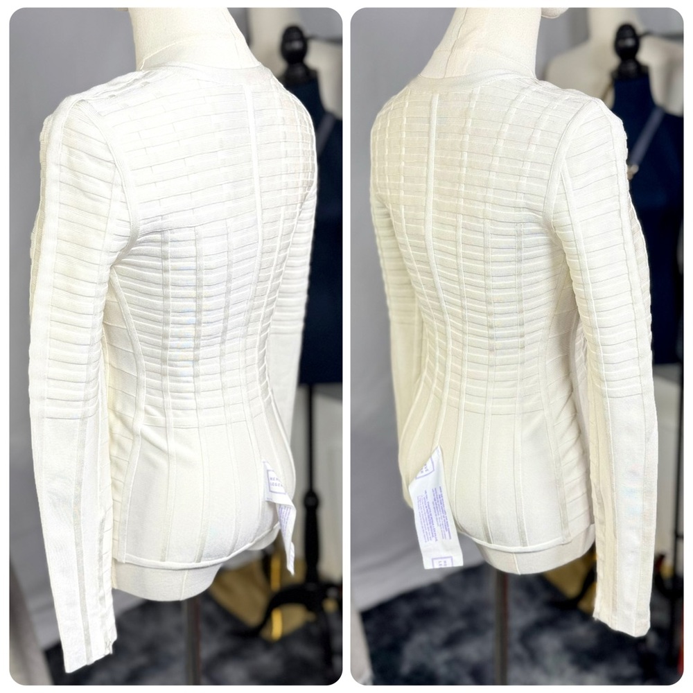 NEW! Herve Leger Off-White Alabaster Flo Jacket - Picture 10 of 16